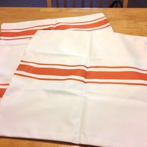 Decorative Accent Pillow Covers - cream and dark orange striped